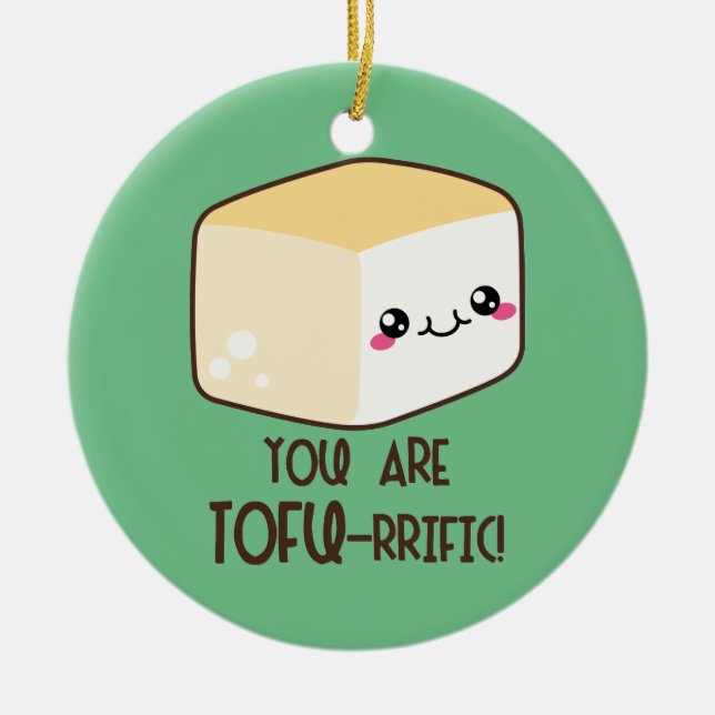 Ornement Rond En Céramique Tofu-rrific Emoji (Devant)