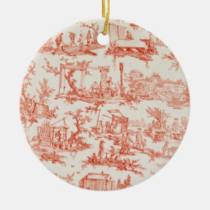 Ornement Rond En Céramique Toile de Jouy, illustrant les processus du manuf
