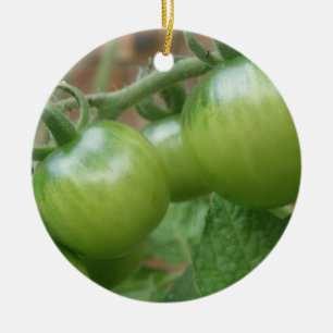 Ornement Rond En Céramique Tomates vertes Personnalisé Anniversaire
