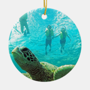 Ornement Rond En Céramique Tortue d'Hawaï