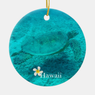 Ornement Rond En Céramique Tortue verte hawaïenne