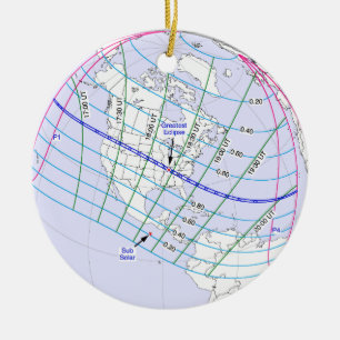 Ornement Rond En Céramique Total Solaire Eclipse 2017 Global Path