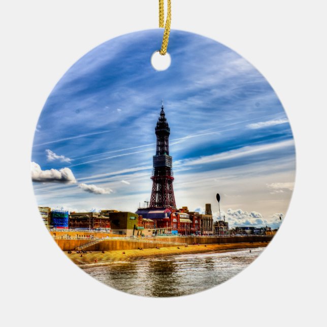 Ornement Rond En Céramique Tour Blackpool (Devant)