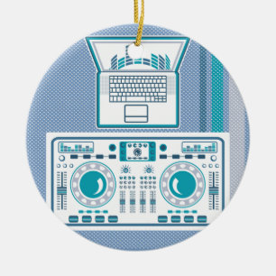 Ornement Rond En Céramique Tourne-disque avec le vecteur d'équipement du DJ