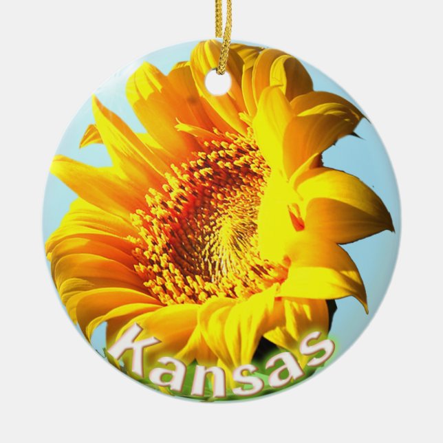 Ornement Rond En Céramique Tournesol du Kansas (Devant)
