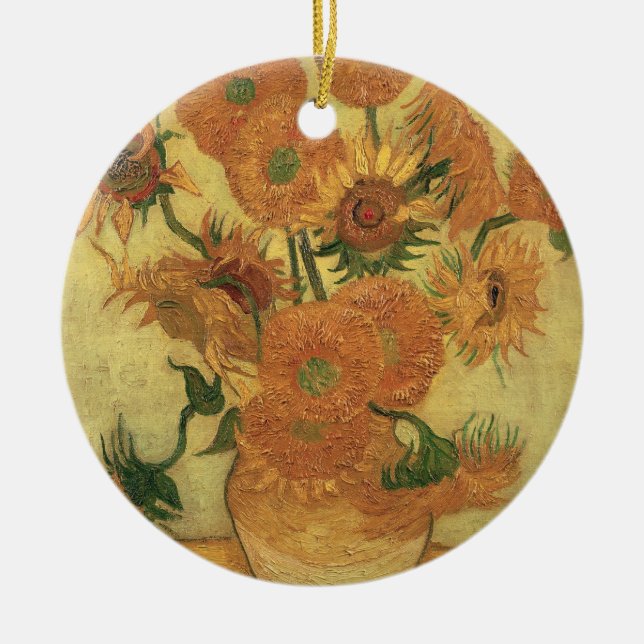 Ornement Rond En Céramique Tournesols de Vincent van Gogh |, 1889 (Devant)