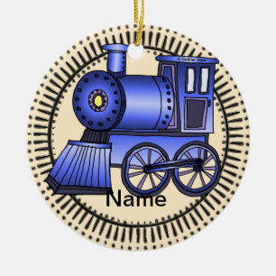 Ornement Rond En Céramique Train bleu