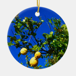 Ornement Rond En Céramique Trois citrons siciliens