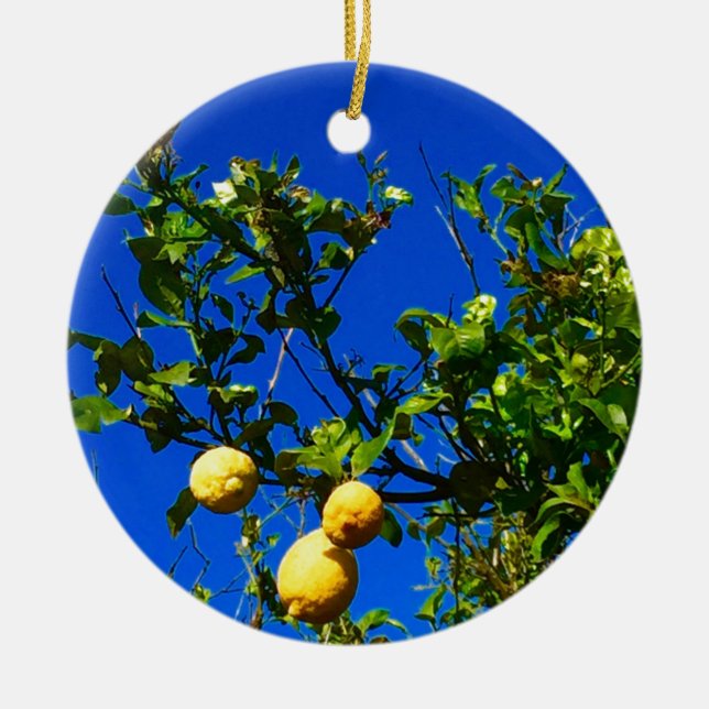Ornement Rond En Céramique Trois citrons siciliens (Devant)