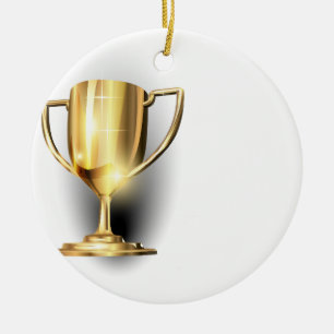Ornement Rond En Céramique Trophée d'or