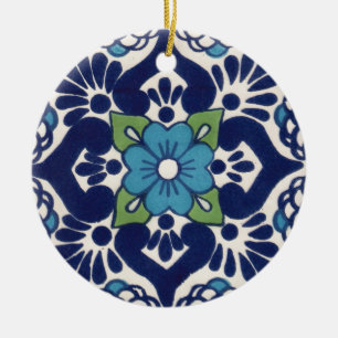 Ornement Rond En Céramique Tuile de Talavera de Mexicain