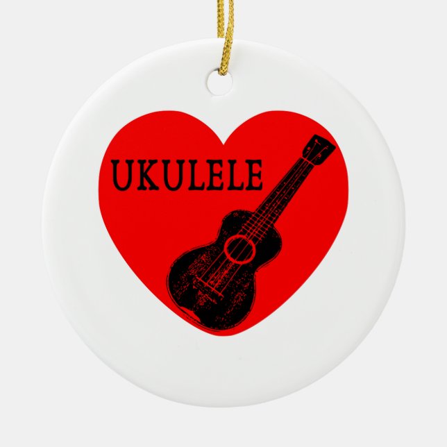 Ornement Rond En Céramique Ukulele Love (Devant)
