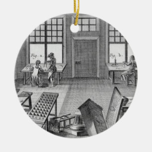 Ornement Rond En Céramique Un atelier des inlayer de meubles, du 'Encyclop