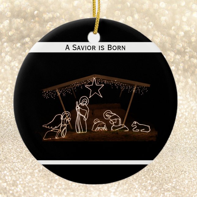 Ornement Rond En Céramique Un sauveur est né Noël religieux chrétien (Créateur téléchargé)