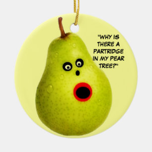 Ornement Rond En Céramique Une perdrix dans un arbre à poires Noël