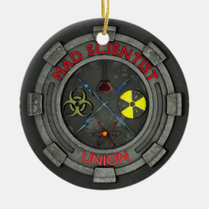 Ornement Rond En Céramique Union folle de scientifique