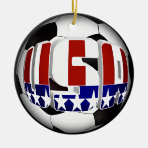 Ornement Rond En Céramique USA Soccer Ball