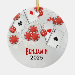 Ornement Rond En Céramique Vacances de casino