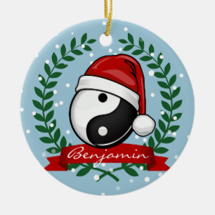 Ornement Rond En Céramique Vacances de symbole de Yin Yang