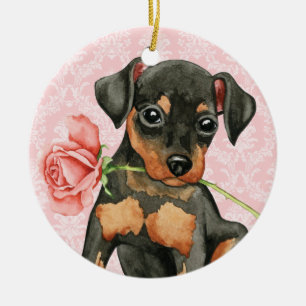 Ornement Rond En Céramique Valentine Rose Min Pin