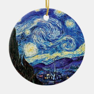 Ornement Rond En Céramique Van Gogh - Soirée étoilée