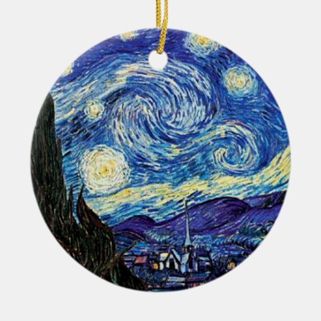 Ornement Rond En Céramique Van Gogh - Soirée étoilée (Devant)