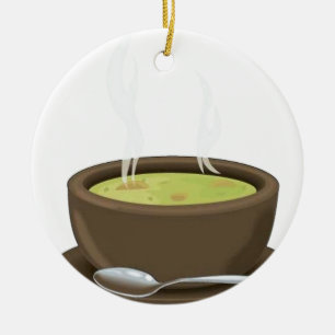 Ornement Rond En Céramique Vecteur chaud de soupe