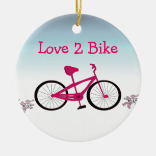 Ornement Rond En Céramique Vélo rose avec citation mignonne
