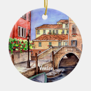Ornement Rond En Céramique Venise - Eau de stylo et de lavage