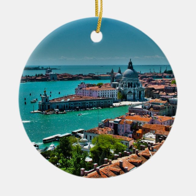 Ornement Rond En Céramique Venise, Italie - vue d'oeil d'oiseau (Devant)