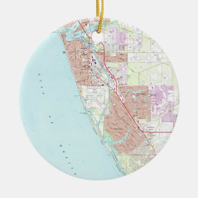 Ornement Rond En Céramique Venise la Floride Map (1973) (Devant)