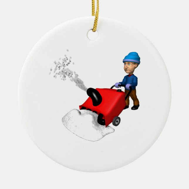 Ornement Rond En Céramique Ventilateur de neige (Devant)