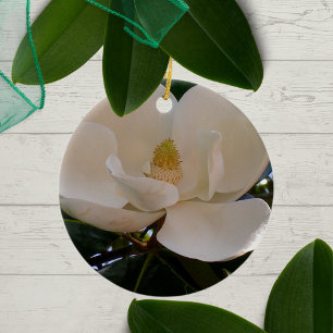 Ornement Rond En Céramique Véritable floraison de Magnolia du Sud