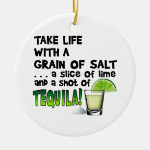 Ornement Rond En Céramique Vie, chaux, sel, TEQUILA ! Humour Cocktail
