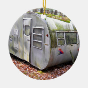 Ornement Rond En Céramique Vieux Camper à Woods