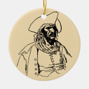 Ornement Rond En Céramique Vintage Pirates, croquis de Buccaneer par Howard P