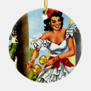 Ornement Rond En Céramique Vintage voyage cubain de danseur