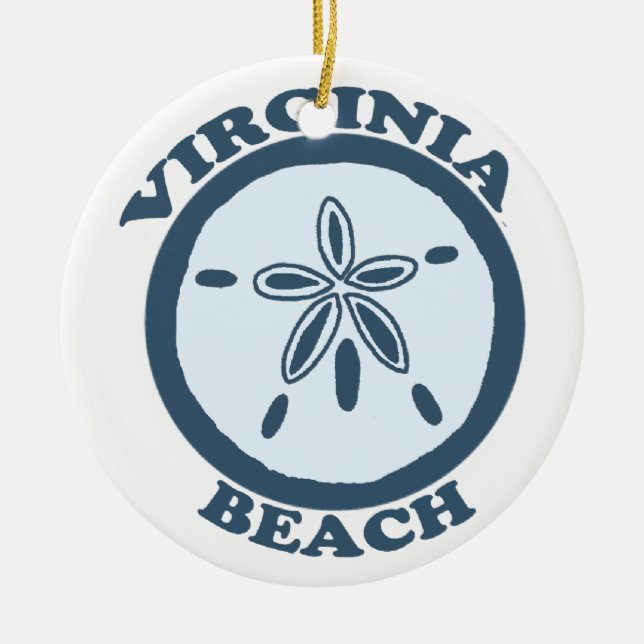 Ornement Rond En Céramique Virginia Beach. (Devant)