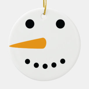 Ornement Rond En Céramique Visage de neige