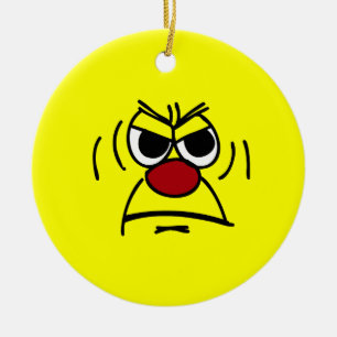 Ornement Rond En Céramique Visage fâché Grumpey