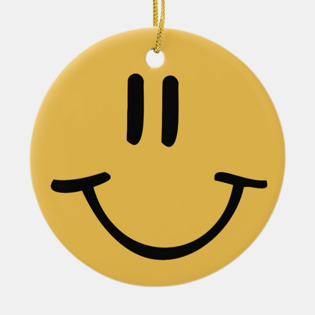 Ornement Rond En Céramique Visage Jaune (Devant)