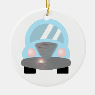 Ornement Rond En Céramique Voiture de bleus layette