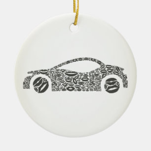 Ornement Rond En Céramique Voiture une lèvre
