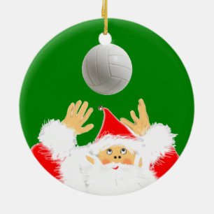 Ornement Rond En Céramique Volleyball de Noël Collectible