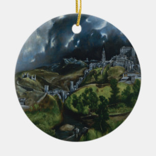 Ornement Rond En Céramique Vue de Tolède par El Greco