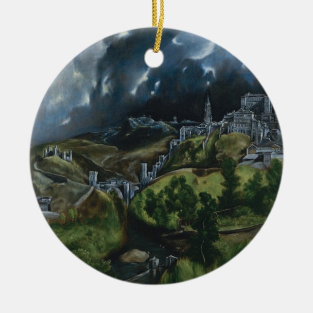 Ornement Rond En Céramique Vue de Tolède par El Greco (Devant)