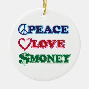 Ornement Rond En Céramique Wall Street/Peace Love Money