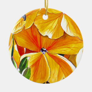 Ornement Rond En Céramique Wallflower originale aquarelle art floral