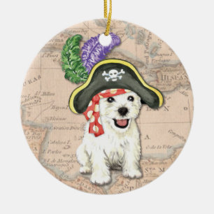 Ornement Rond En Céramique Westie Pirate