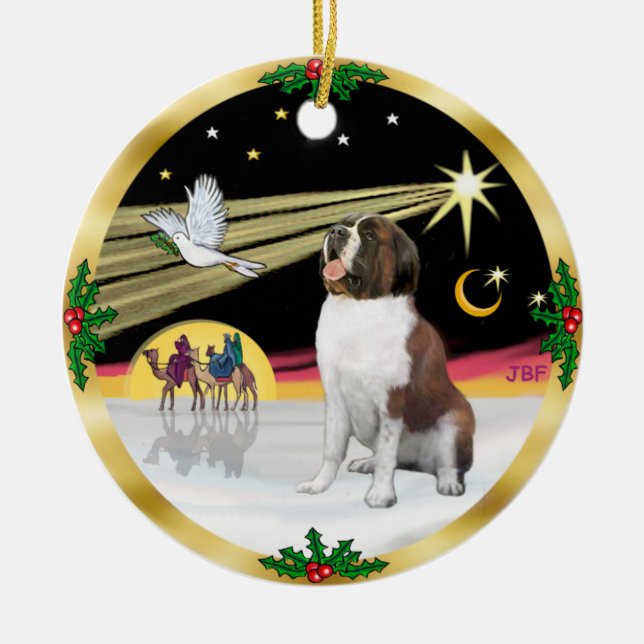 Ornement Rond En Céramique Xmas Dove - Saint Bernard (Devant)